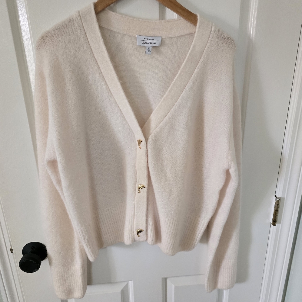 New Wool Cardigan with Dolphin Button Details